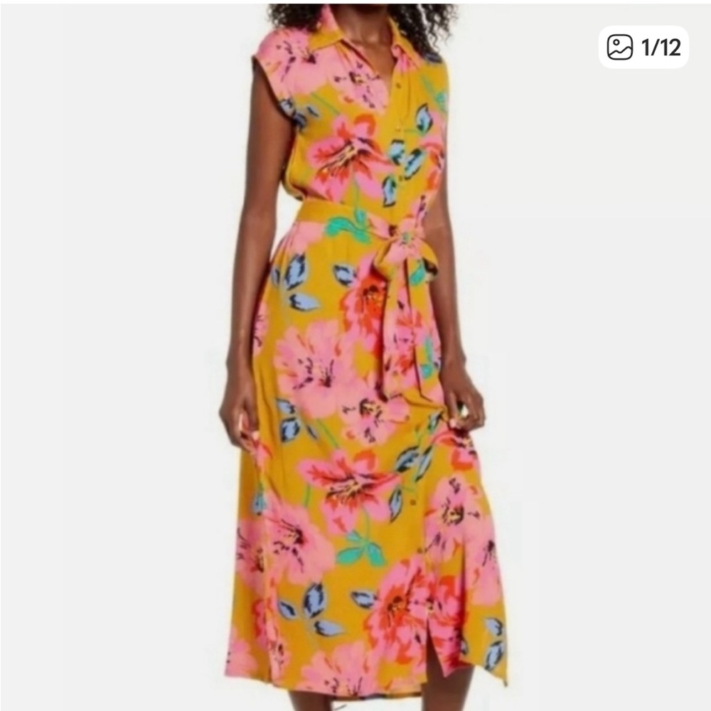 Billabong Tie-Waist Buttondown Midi Dress